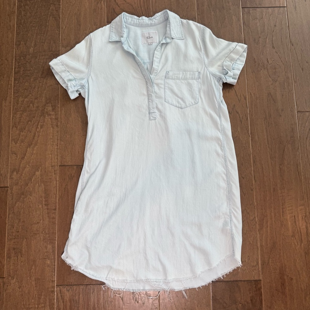 Rails Light Blue Frayed Hem Shirt Dress - Picture 4 of 14